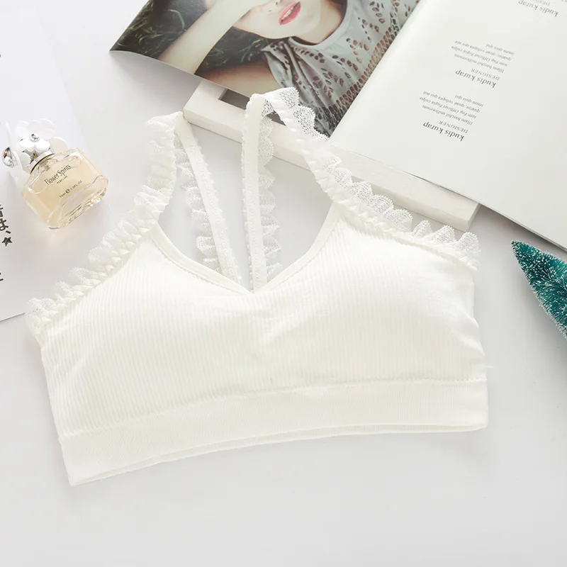 

Hot style thread lace halter with a beautiful back wrap breast and a bra for girls without underwire vest type underwear ladies