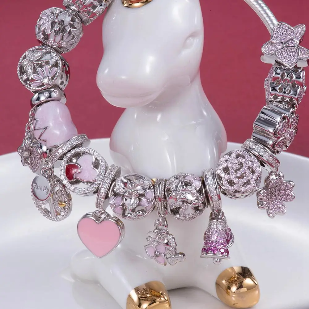 Розовая орхидея 925 пробы серебряные Тропические рыбы и воды растения хвостовые Бусы Подвески подходят