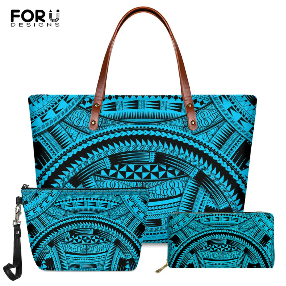

Роскошная дизайнерская сумочка FORUDESIGNS 2021, вместительная сумка с рисунком Самоа и татуировками, женский кожаный кошелек, косметички