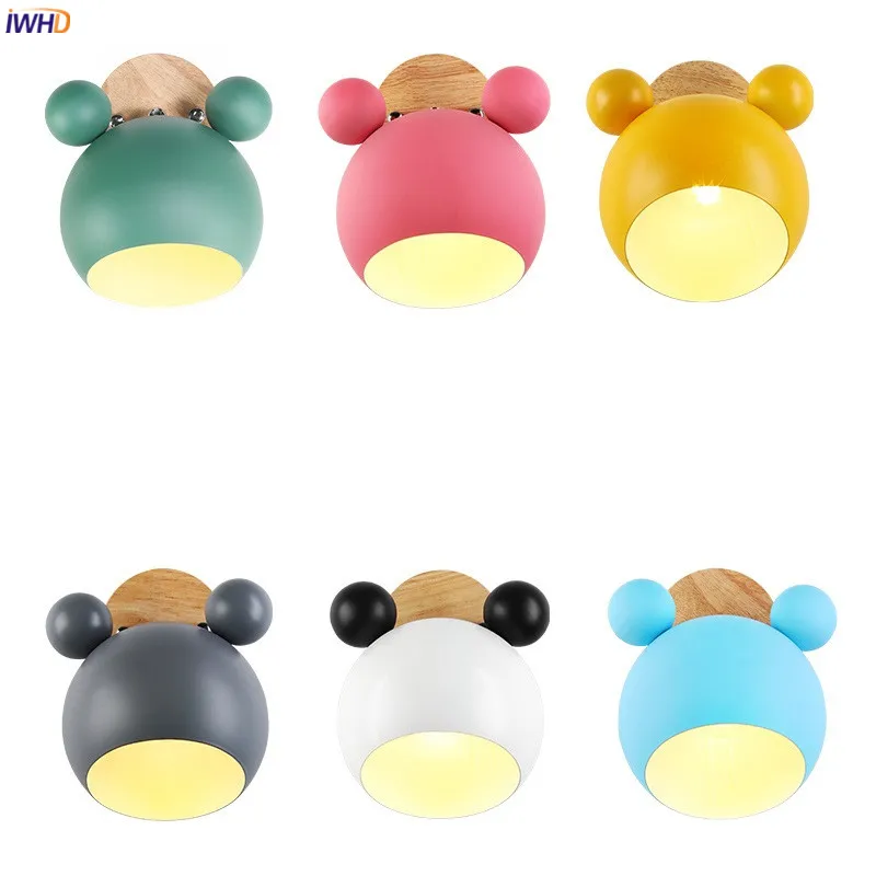 

IWHD Nordic Style LED Wall Light Fixtures Bedroom Kid Children Room Wood Modern Wall Lamp Wandlamp Aplique Luz Pared Luminaire