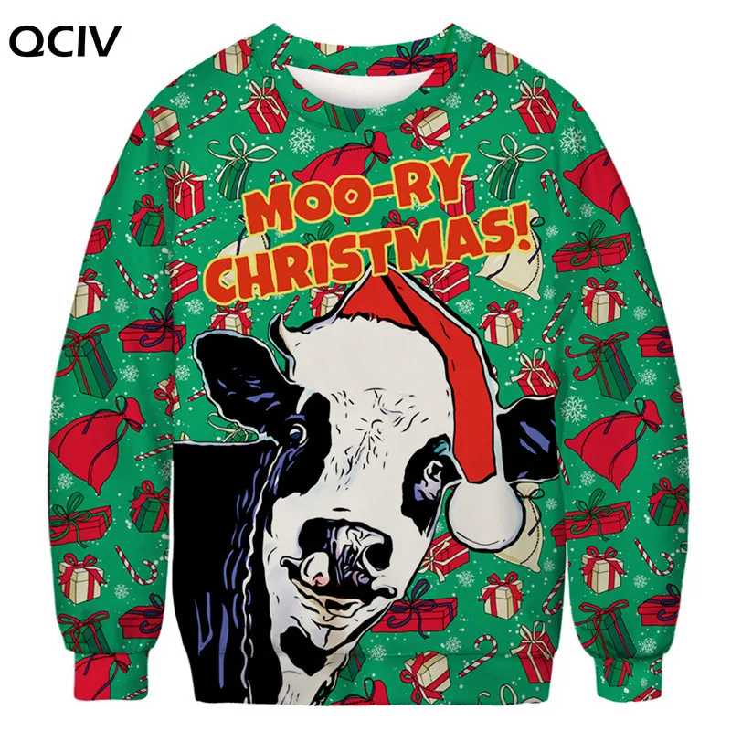 2020 Уродливый Рождественский свитер смешной пуловер с 3D принтом толстовка