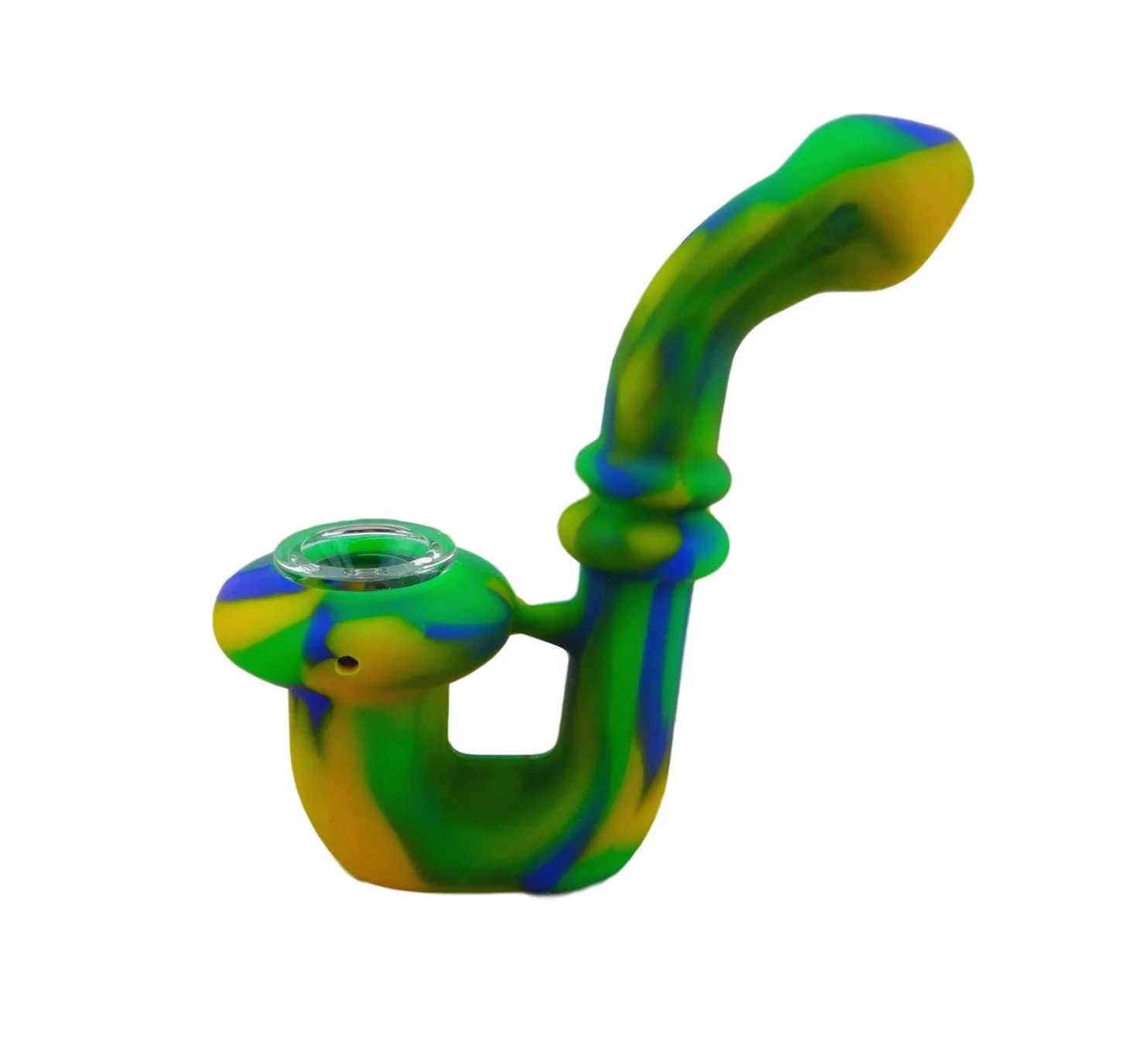 Курительная трубка из пищевого силикона дымовая со стеклянной чашей табачная