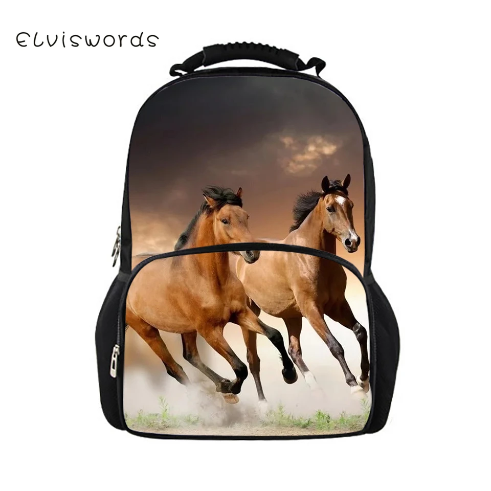 Детские рюкзаки ELVISWORDS с рисунком красивых лошадей детские школьные сумки-книжки