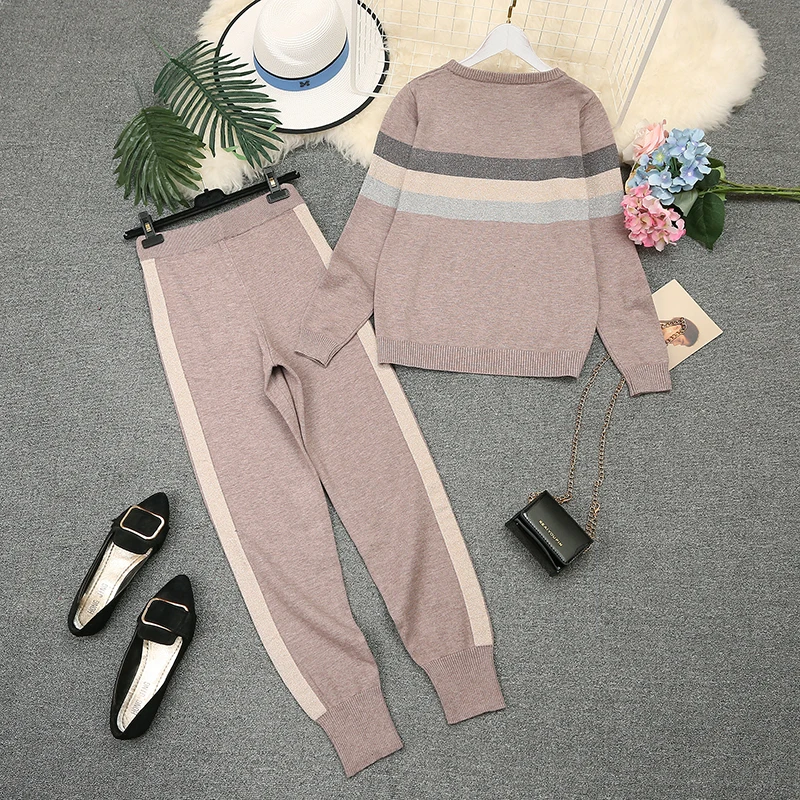 Женский трикотажный костюм Amolapha из Свитера и брюк с длинным рукавом |