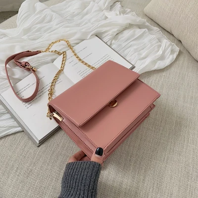 Pink S Маленькие сумки с отворотом, женские сумки через плечо, простые однотонные кожаные сумки через плечо, женские кошельки, Модные женские Сумки из искусственной кожи - Цвет: Pink S