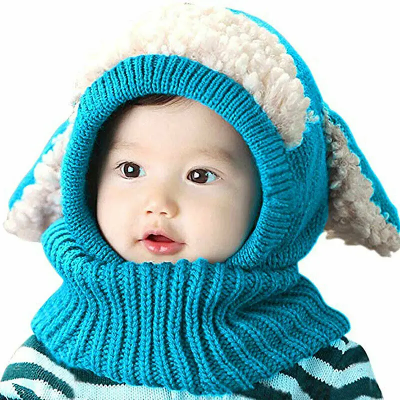 Kids Winter Hats Ears Girls Boys Children Warm Caps Scarf Set Baby Knitted Crochet Cute Hat for Girl Boy Beanie Cap | Детская одежда и