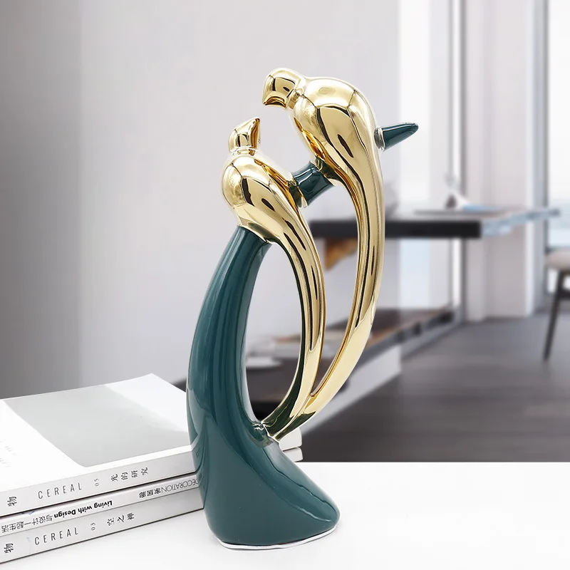 Скандинавские украшения в виде золотого павлина керамическая статуя настольное