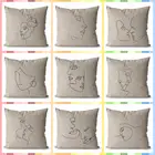 Льняные наволочки для подушек, абстрактная фигурка палочки, человеческое лицо, украшение для дома, декоративные наволочки для дивана в фермерском стиле, 40*40 45*45