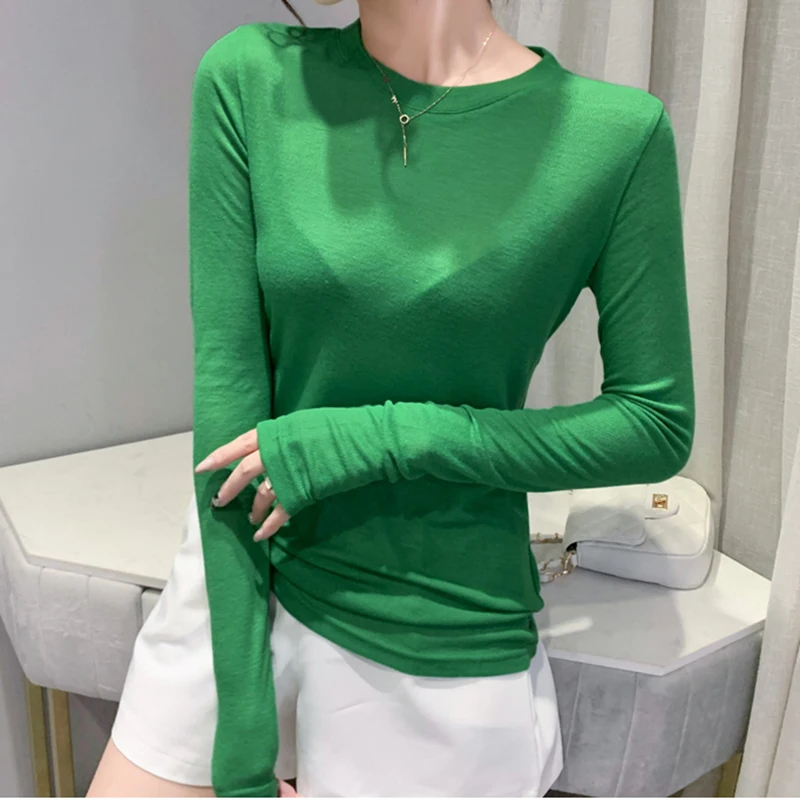 Poleras Mujer Новая Черная Женская футболка с круглым вырезом весенняя одежда для