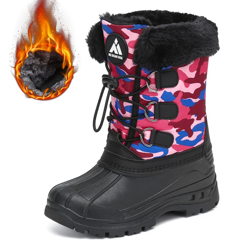 Зимние ботинки для мальчиков и девочек теплые плюшевые детские уличная