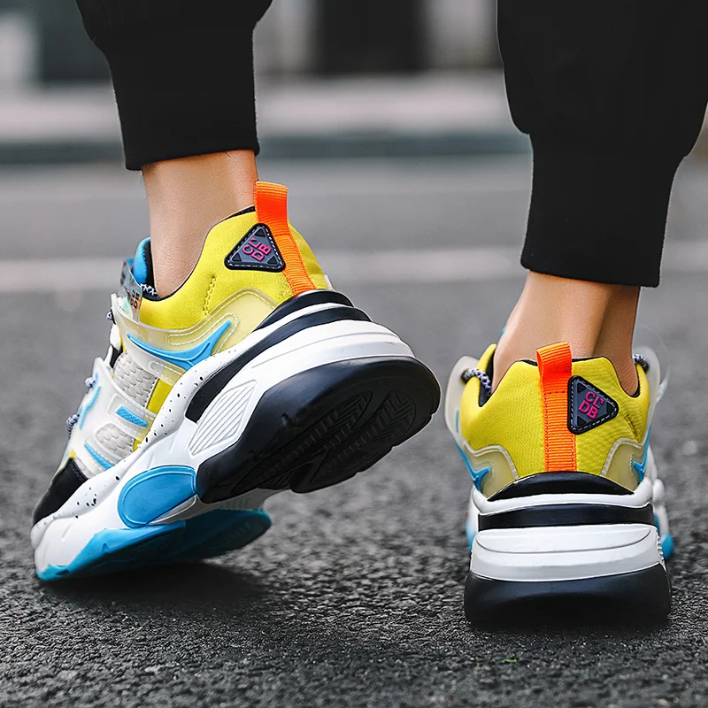 Мужские кроссовки на массивной подошве синие платформе повседневная обувь для