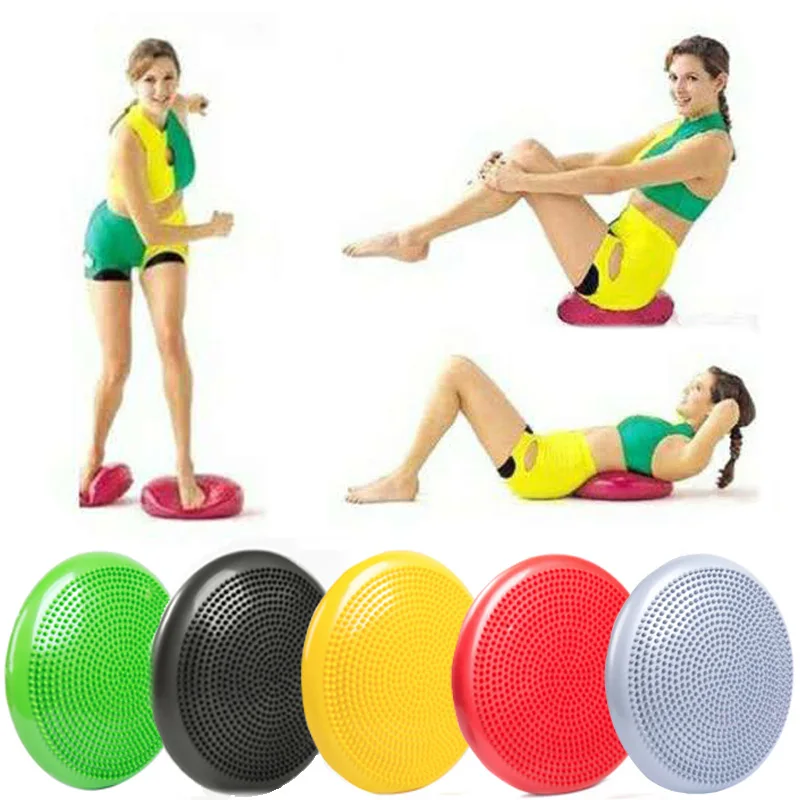 Тренировочная балансировочная подушка для йоги надувная Массажная шариковая