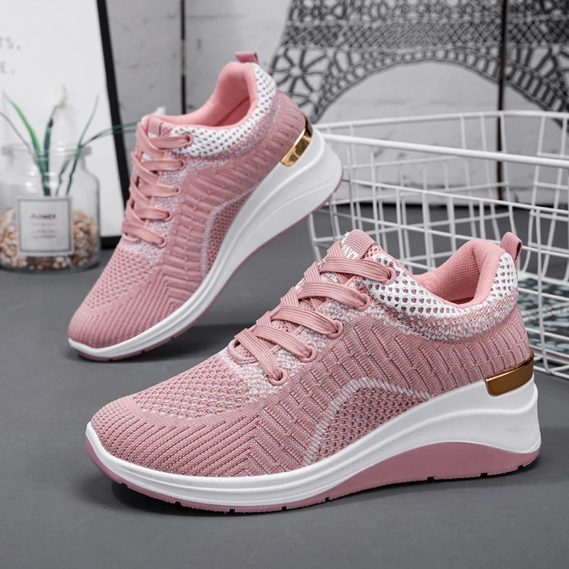 

Platform Sneakers Women 2022 Spring Breathable Lace-up Heighten Sports Shoes Ladies Comfort Casual Tennis Shoes Zapatos de mujer