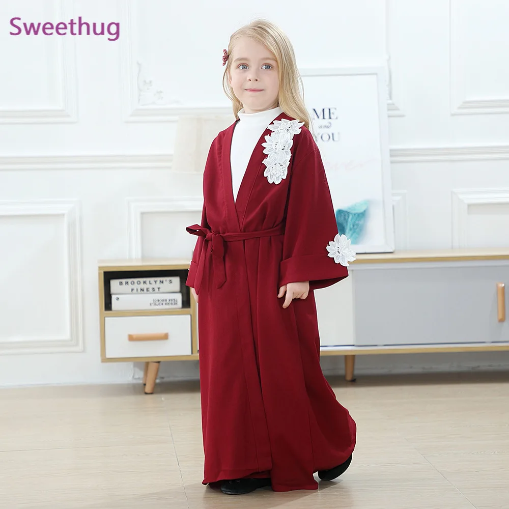 

Eid Mubarak Ramadan Girls Kaftan Abaya Dubai Kimono Turkey Hijab Muslim Dress Islam Clothing Abayas For Kids Robe Musulman Oman