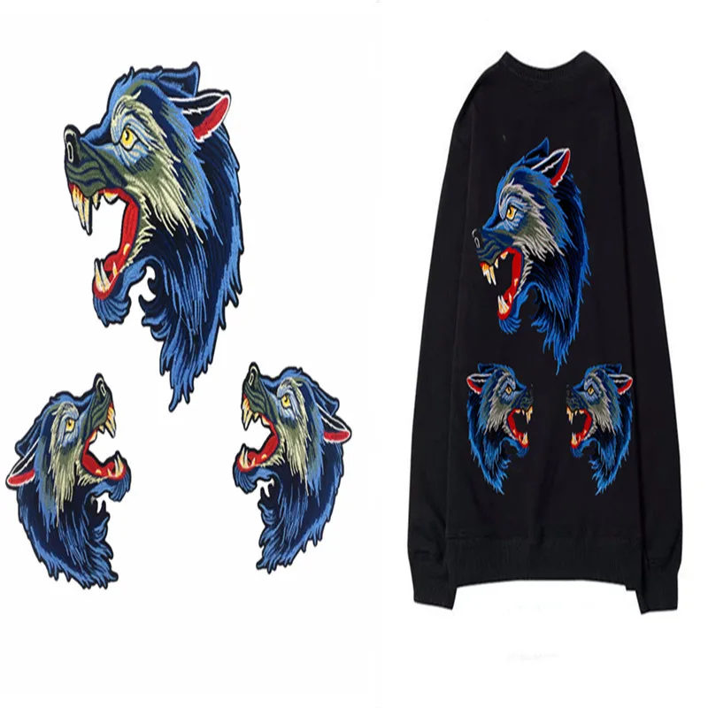 1 Набор/3 шт Волчья Голова аппликация Одежда Вышивка патч ткань клейкая наклейка