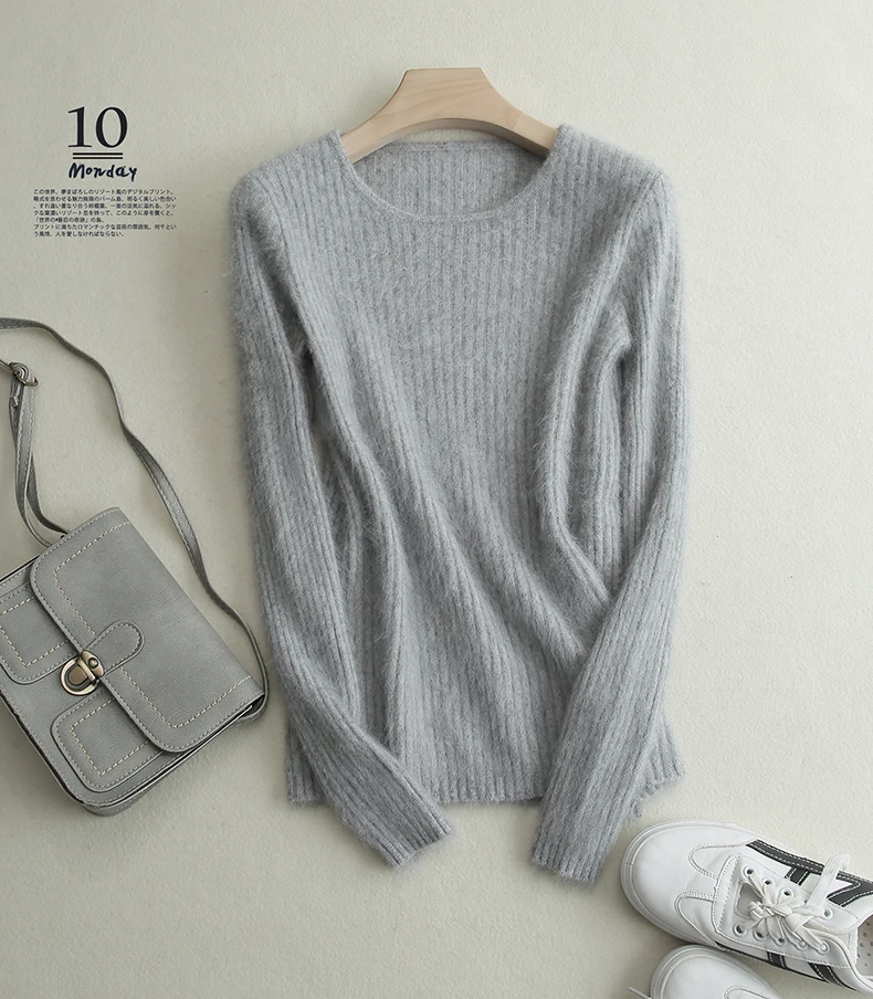 Loose Sweater Women Hot Sale Soft Jumpers Mink Cashmere Knitted New O-Neck Standard Clothes Ladies Pullovers