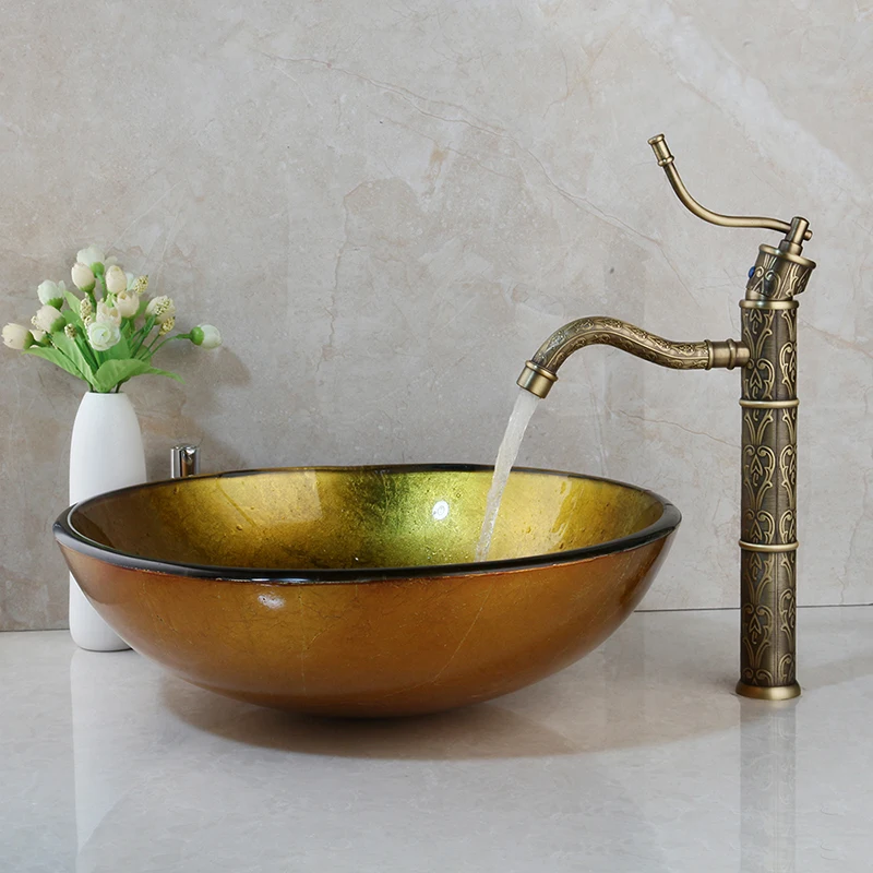 Раковина для ванной комнаты круглая раковина из закаленного стекла ручной