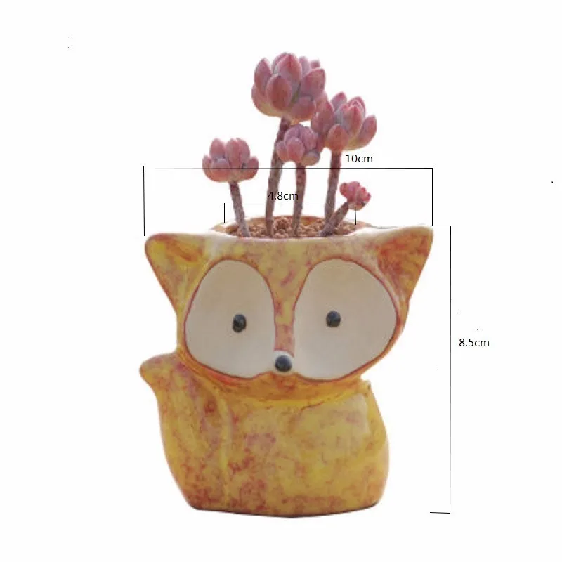 Ceramic Fox Plant Pot Micro Cute Mini Potted Succulents Small Flower Pots Bonsai Cartoon Planter Home Decorative | Дом и сад