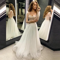 lorie long sleeve sweetheart princess wedding dresses a line glitter tulle boho bride dresses vestidos de novia 2022