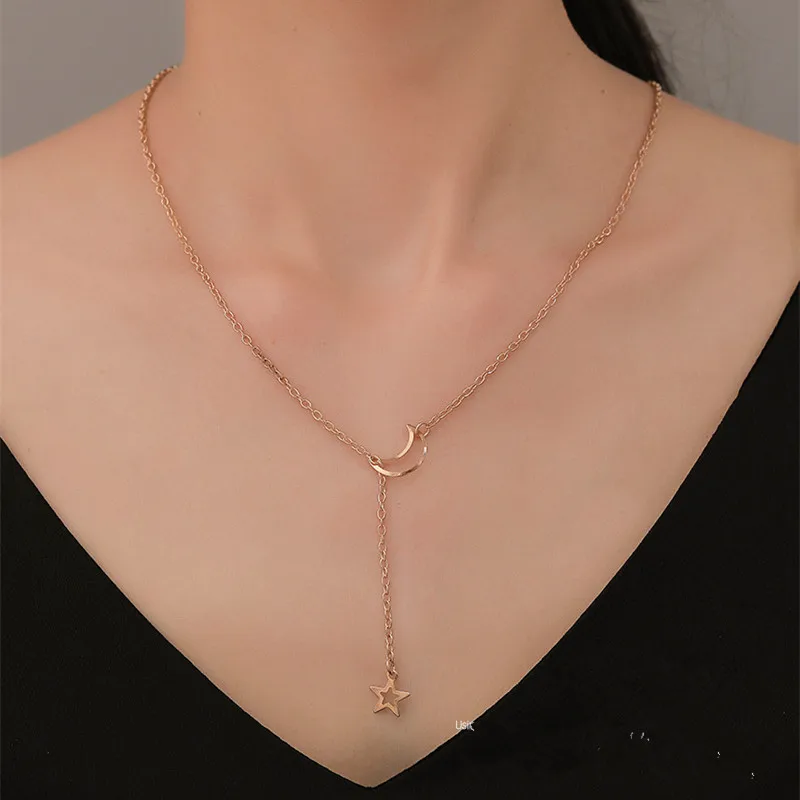 

Женское ожерелье с подвеской в виде Луны и звезды