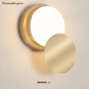 Light luxury wall lamp bedroom bedside modern minimalist stairwell led golden personality creative aisle living room wall lamp