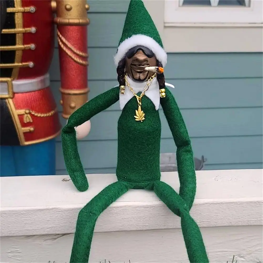 Snoop On A Stoop Elf Doll Naughty Novelty Toy Plush Snoop Elf Doll Soft Stuffed Bendable Poseable Figure Gifts For Hip Hop Lover