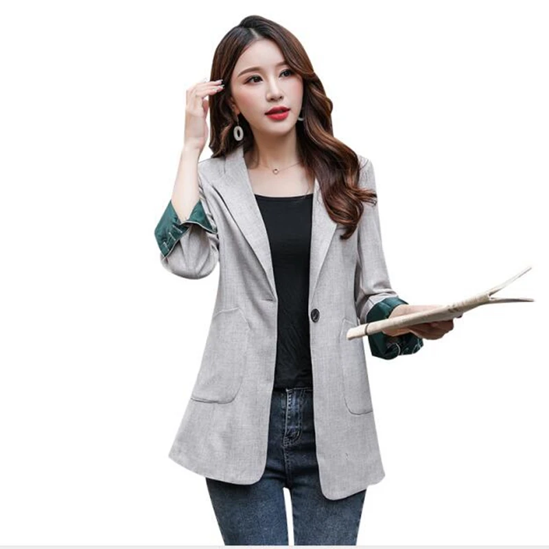 

Brieuces women spring autumn One-button suit jacket blazer female long sleeve elegant jacket ladies high street blazer suits