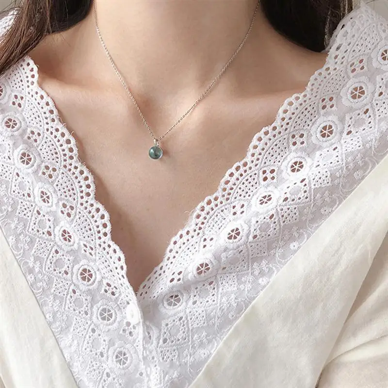 925 Чистое серебро ожерелье со стеклянными кристаллами цепочка для ключицы форма