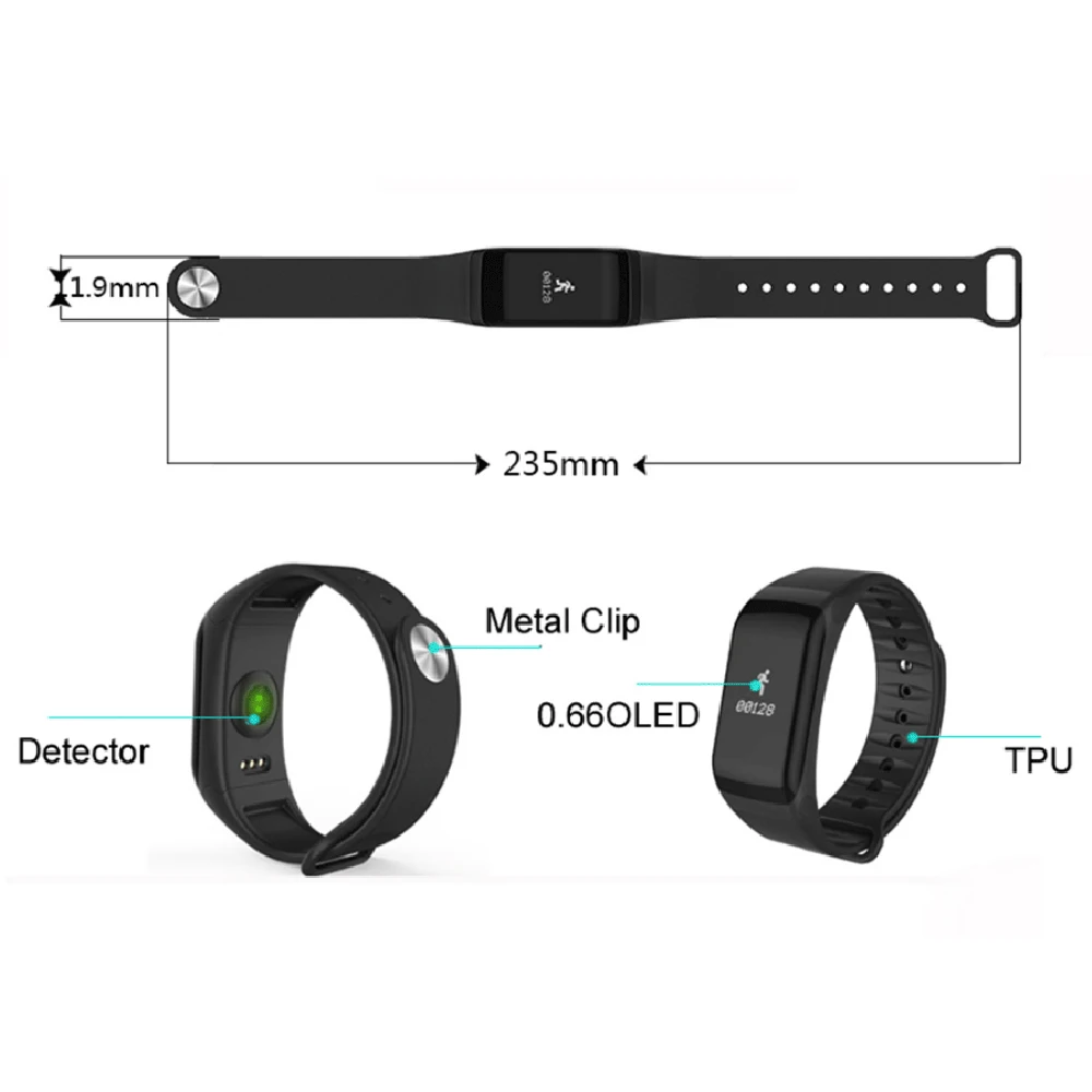 Смарт часы с измерением кровяного давления пульсометр F1 смарт браслет