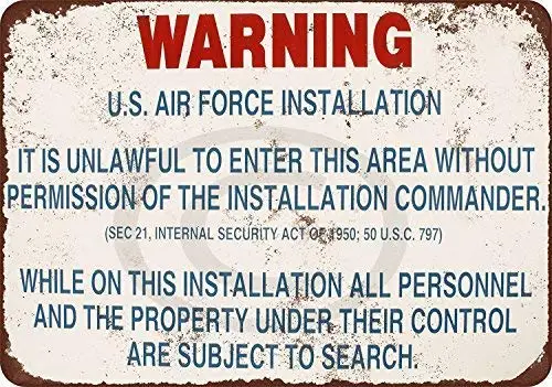 

Wall Art Sign 12x16 Warning US Air Force Installation Tin Sign Decor