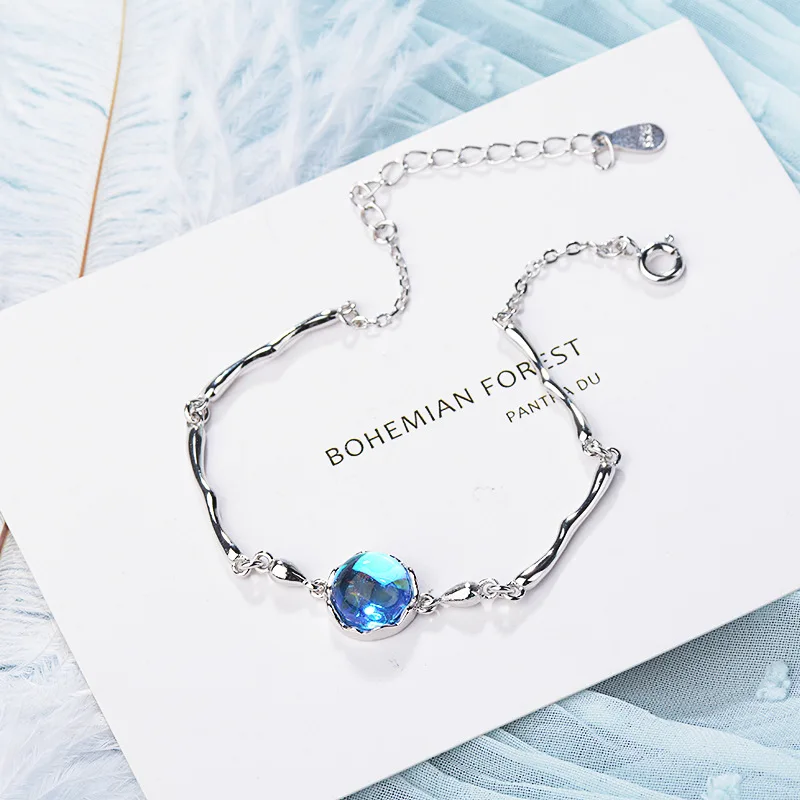 Женский браслет из серебра 925 пробы с кристаллами|Гибкие и жесткие браслеты| |