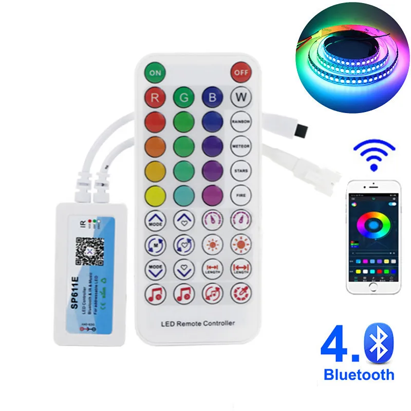 Music Bluetooth Smart RGB Controller SP611E For WS2812B SK6812 WS2811 Addressable Led RGB Tape Strip