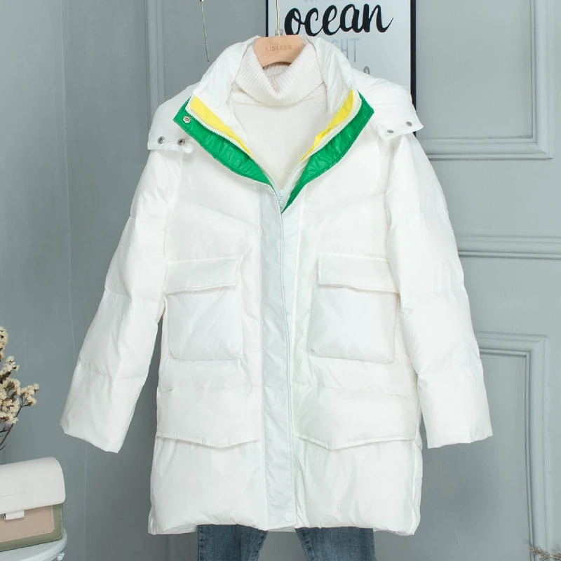 Новинка 2021 яркий цвет Зимняя Повседневная Женская куртка на утином пуху пальто