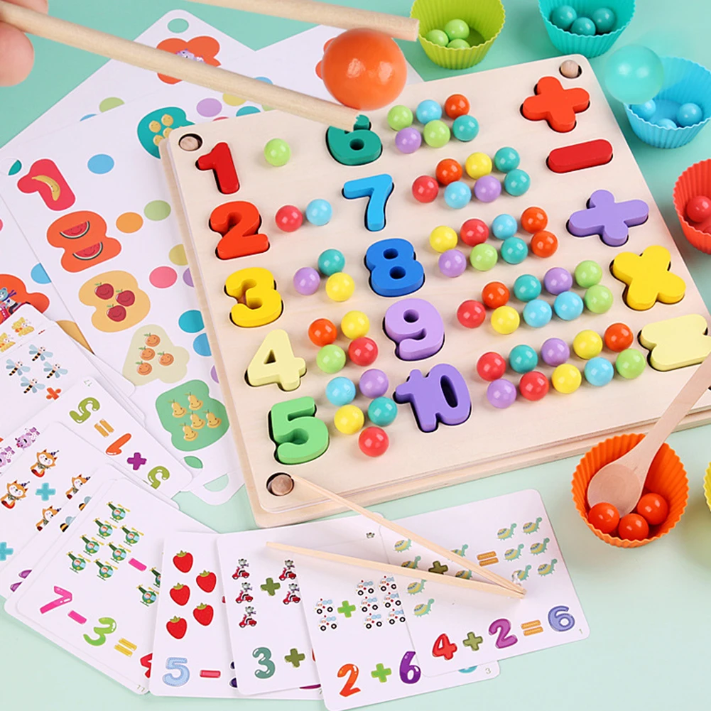 

Kids Montessori Educational Wooden Math Toys Children Busy Board Count Shape Colors Match Fishing Puzzle Learning Toys Gifts