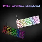 T60 Беспроводная игровая клавиатура с RGB подсветкой Механическая игровая клавиатура синий переключатель 62 клавиши Проводная 18 RGB эффект света