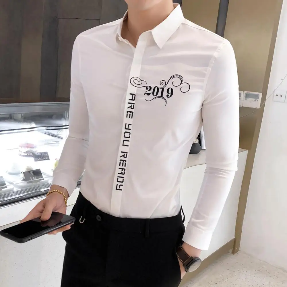 Модная Осенняя рубашка 2019 Мужская строгая Деловая одежда мужские соцрубашки