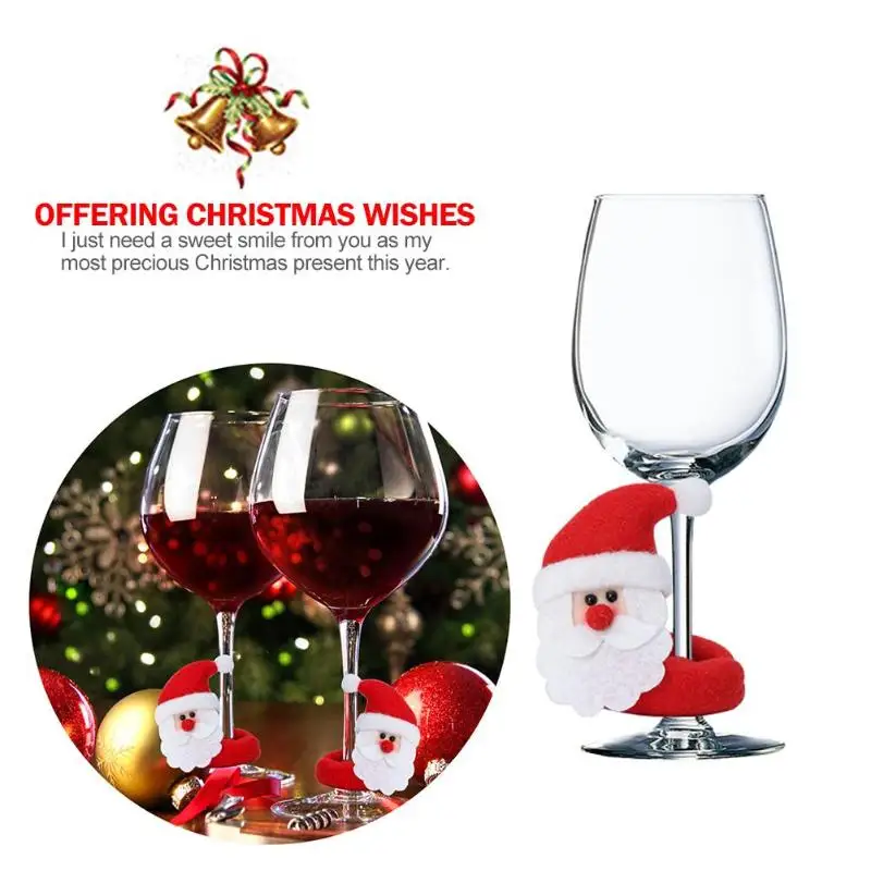 Новый модный Рождественский бокал для вина бархатная ткань Санта Клаус снеговик