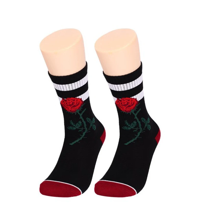 Классические полосатые носки для женщин длинные хлопковые до середины икры