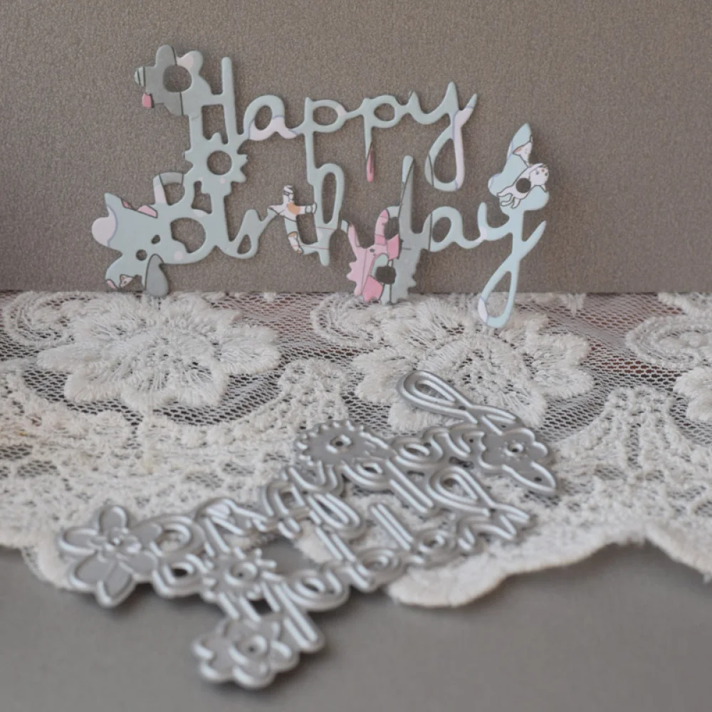 

Thank You Happy Birthday Phrase Metal Cutting Dies Craft Stamps Die Cut Embossing Card Make Stencil Frame