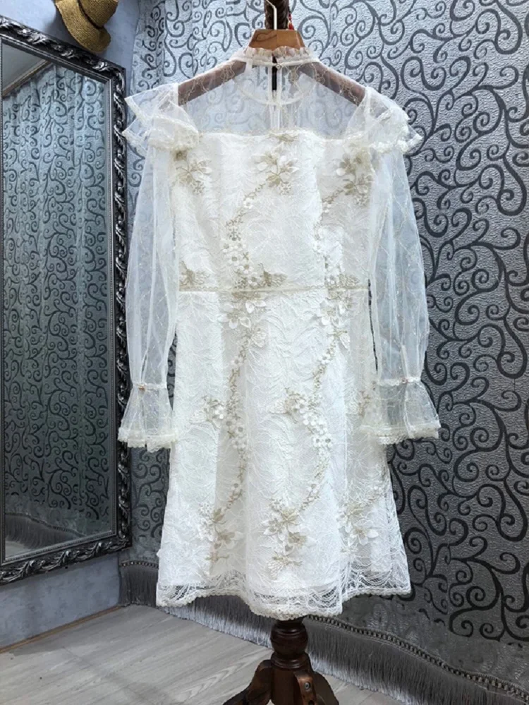 

Женское Сетчатое платье ручной работы, роскошное вечернее платье белого и фиолетового цвета с вышивкой из бисера, весна-лето 2021