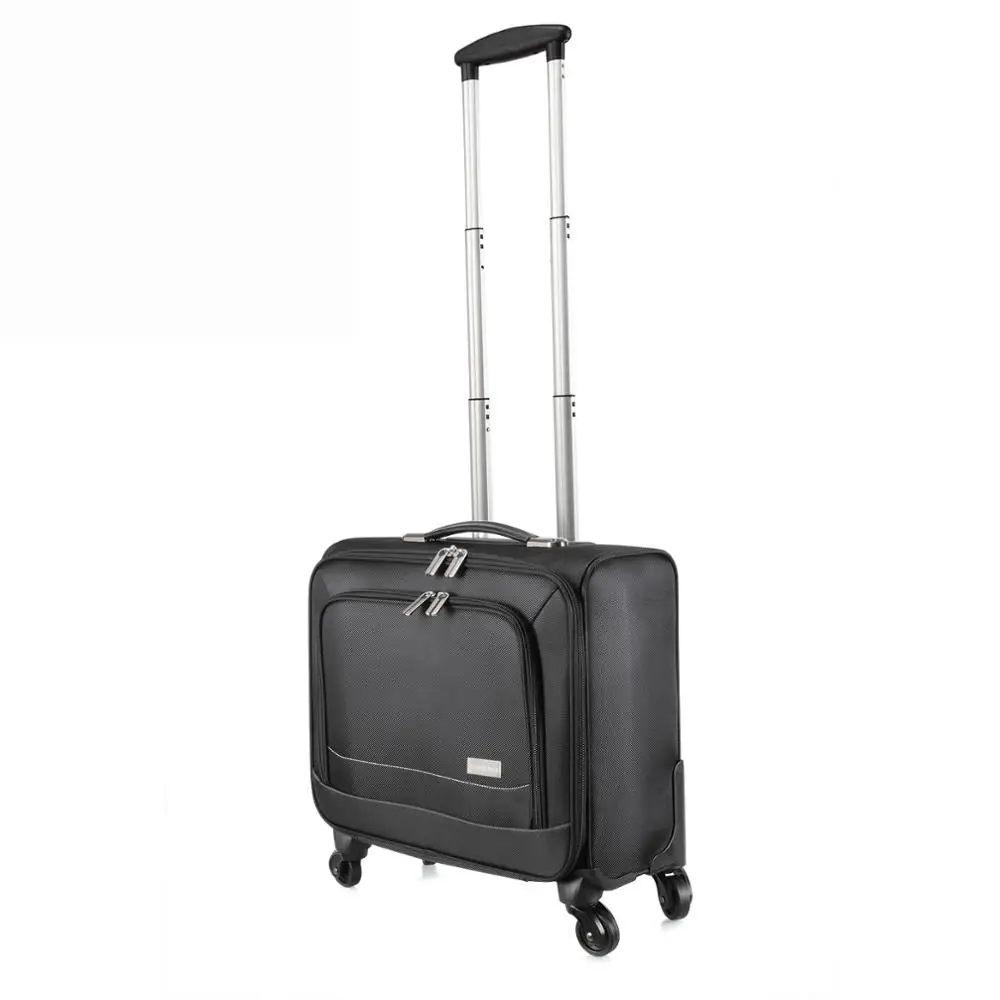 

16" Travel Rolling Luggage Bag On Wheel Rolling Suitcase Spinner Trolley Luggage Women & Men Travel Bags Suitcase Oxford Black