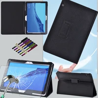tablet case for huawei mediapad t3 10 9 6t5 10 10 1 pu leather stand back support tablet case cover tempered glassstylus