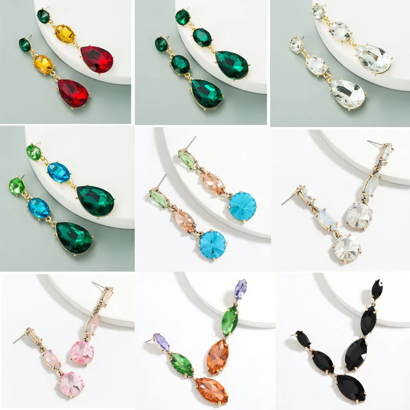 

Classic Elegant Crystal Long Trassel Water Drop Female Dangle Earrings for Women Party Banquet Jewelry