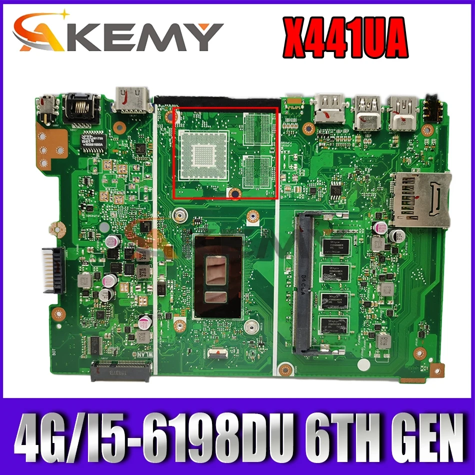 

Akemy X441UA MB._4G/I5-6198DU 6TH GEN MainBoard For ASUS X441UA X441UV X441UB X441UQ X441U A441U F441U Laptop Motherboard