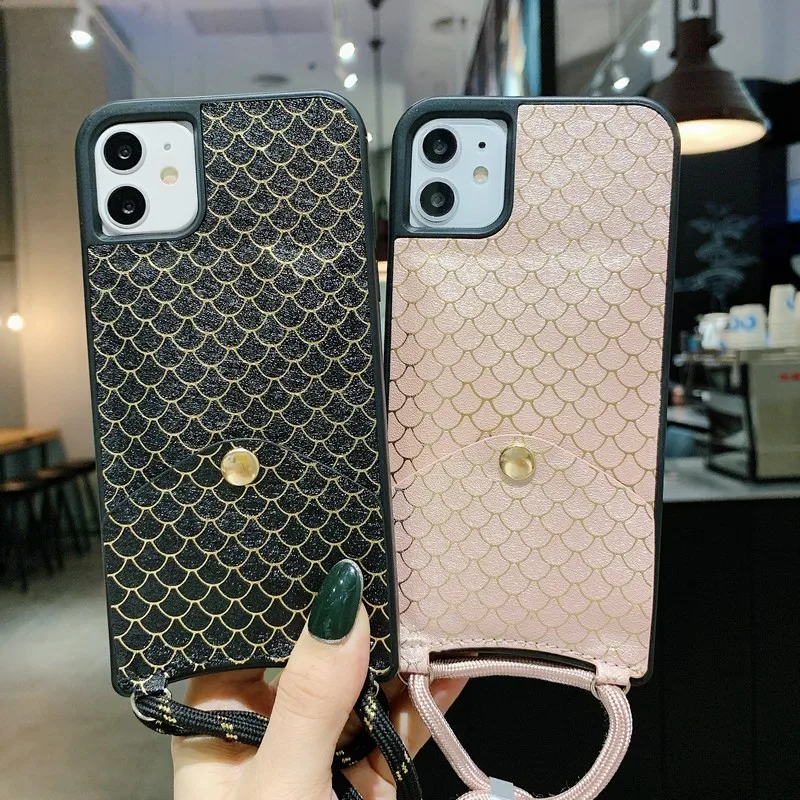 Роскошный блестящий кошелек с рыбьей шкалой для карт чехол телефона iPhone 11 Pro Max XS XR