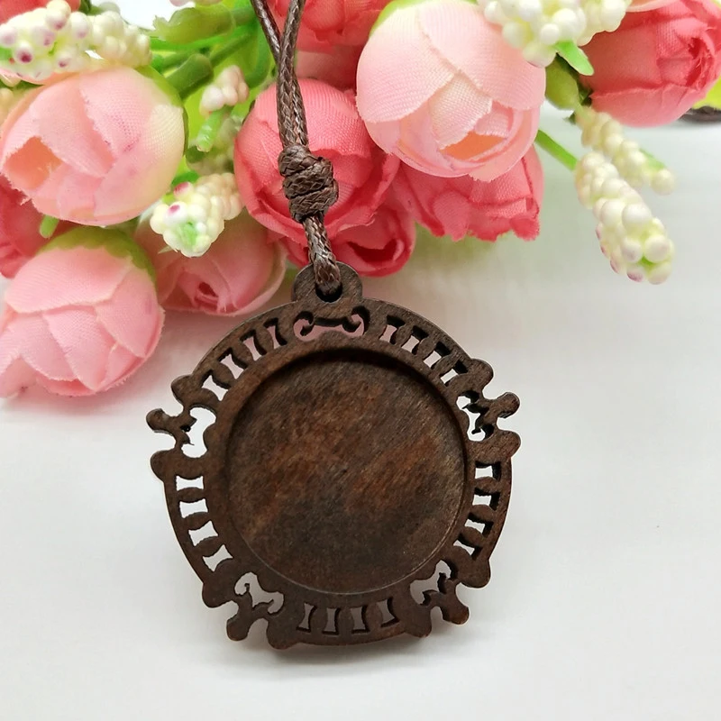 Дерево кабошон настройки подходят 25 мм стекло пустой камея ожерелье основа