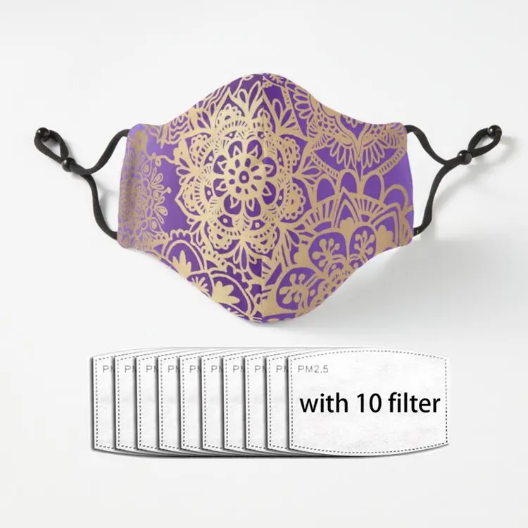 

Фиолетовая и яркая маска для взрослых, многоразовая маска для лица из полиэстера