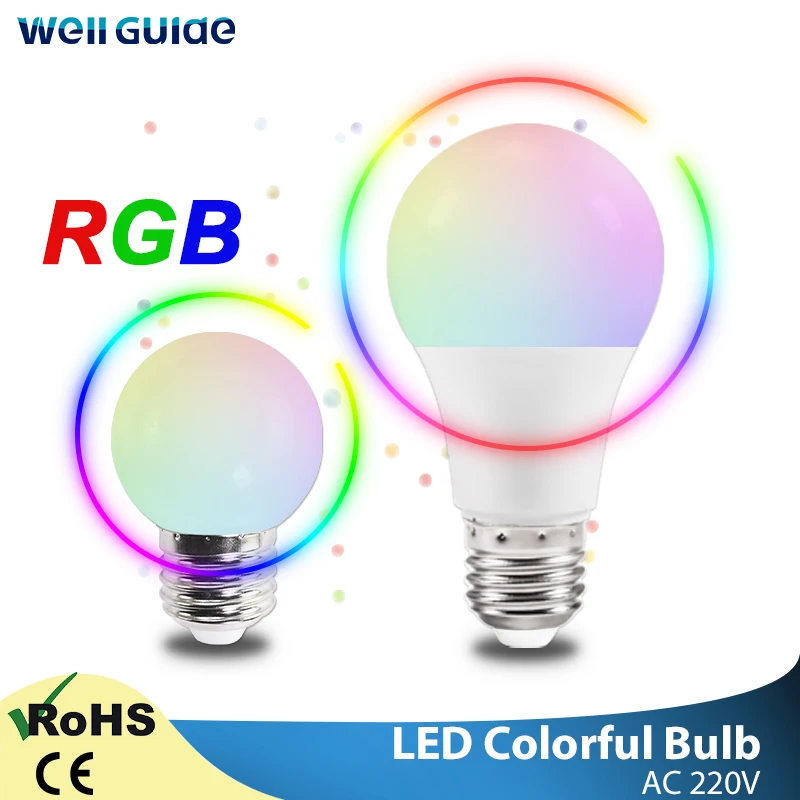 

Led bulb rgb Colorful led light lamp A60 G45 E27 led bulb 3W 7W Led lamp SMD 2835 220V Flashlight e27 led globe bulbs for home