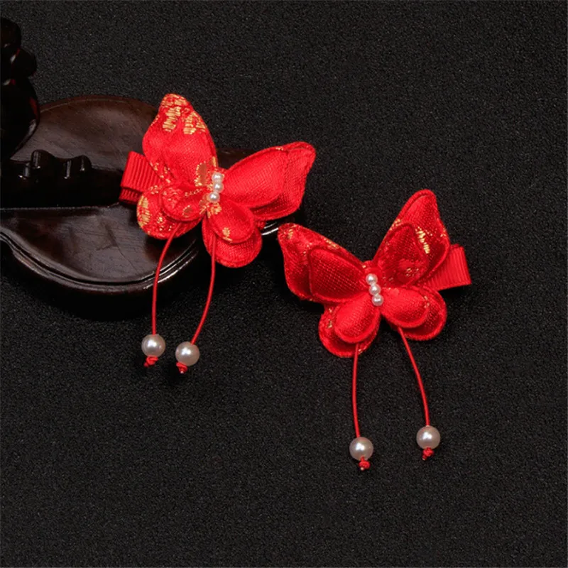 mixed butterfly 10 шт./лот детская шпилька милый китайский стиль кисточка аксессуары для волос на Рождество год праздничный красный колокол кулон подарок головной убор - Цвет: mixed butterfly