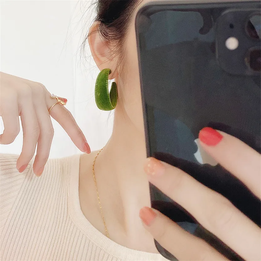 

Geometric Hoop Earrings Female Winter Wholesale 2020 Trend New Exaggerated Korean Fashion Unusual Big Circle Green Earring Bulk